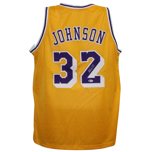 Magic Johnson Autographed Los Angeles (Yellow #32) Custom Jersey - Beckett