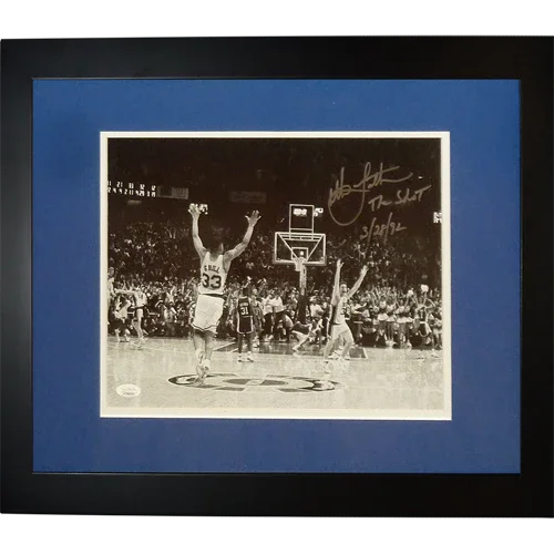 Christian Laettner Autographed Duke Blue Devils (The Shot Celebration Horiz BW) Deluxe Framed 11x14 Photo w/ "The Shot"