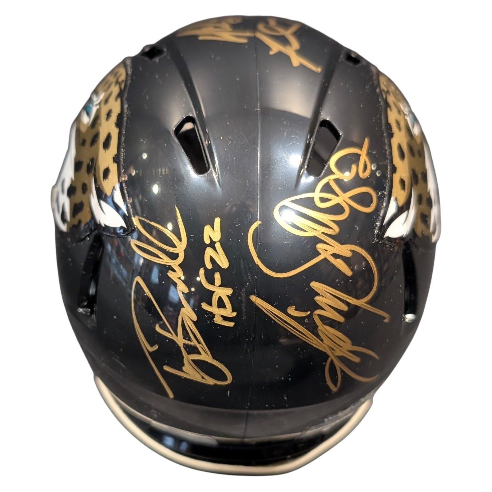 Pride of the Jaguars - Tony Boselli , Mark Brunell, Jimmy Smith And Fred Taylor Autographed Jacksonville Jaguars Mini Helmet - JSA