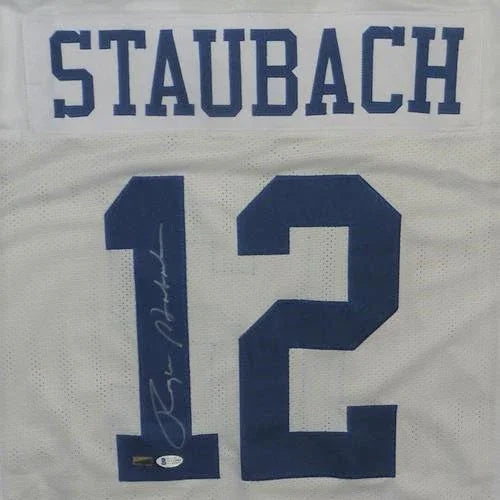 Roger Staubach Autographed Dallas Cowboys (White #12) Custom Jersey - JSA