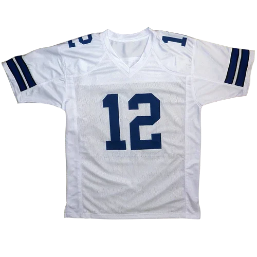 Roger Staubach Autographed Dallas Cowboys (White #12) Custom Jersey - JSA