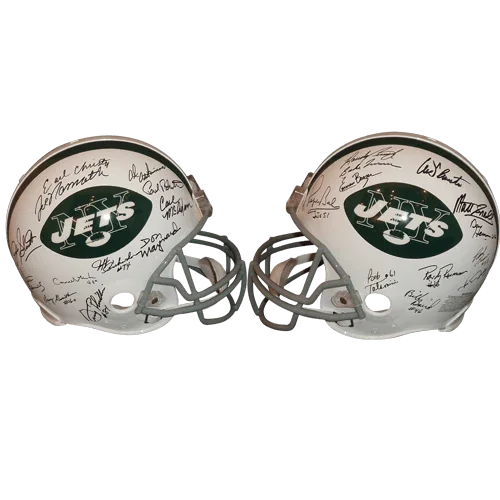 1969 New York Jets Super Bowl Team Autographed Jets (Throwback) Authentic Proline Helmet - 25 Signatures - Joe Namath - Steiner