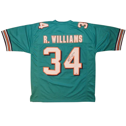 Ricky Williams Autographed Miami (Teal #34) Custom Jersey - Beckett