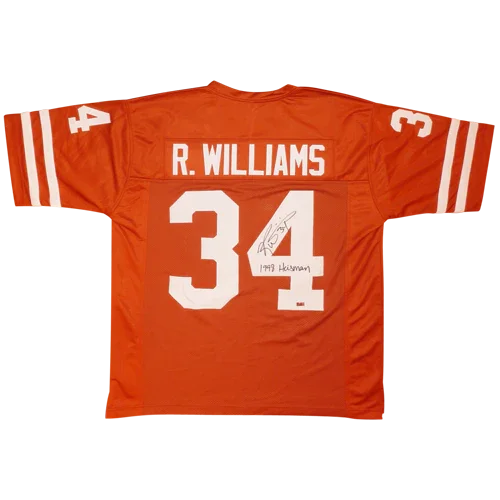 Ricky Williams Autographed Texas Longhorns (Orange #34) Custom Jersey w/ "1998 Heisman"