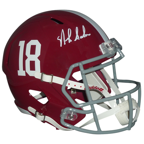 Nick Saban Autographed Alabama Crimson Tide (Speed) Deluxe Full-Size Replica Helmet - Beckett Witness