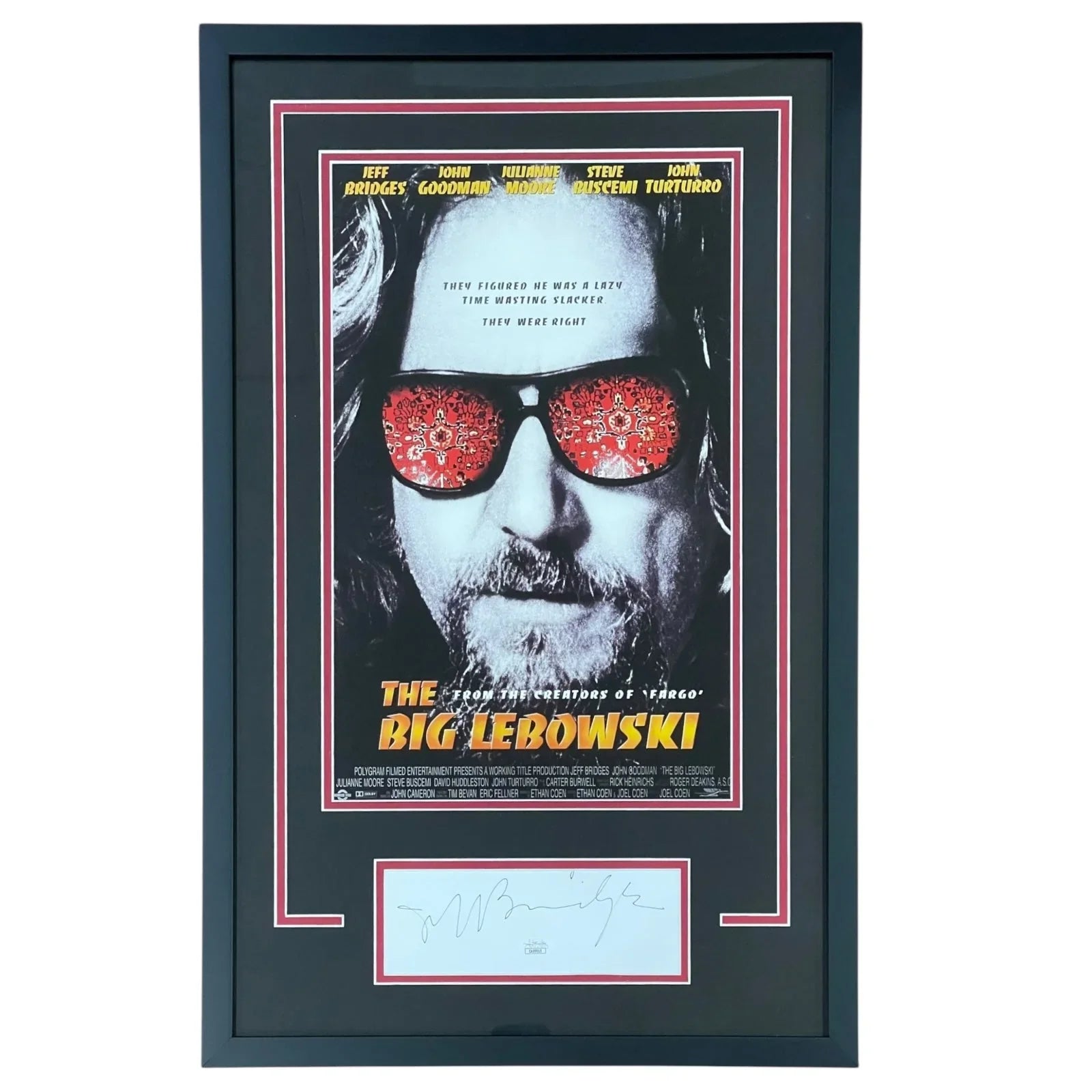 Jeff Bridges Autographed The Big Lebowski (The Dude) Deluxe Framed 11"x17" Movie Poster Piece - JSA
