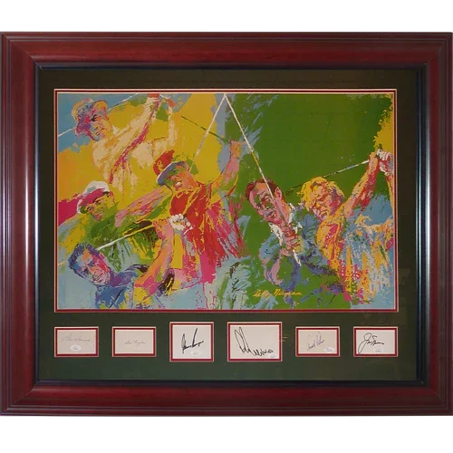 LeRoy Neiman "Golf Champions" Deluxe Framed Print with 6 Signatures - Snead, Hogan, Player, Trevino, Palmer, Nicklaus - JSA