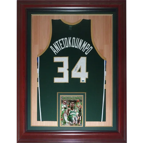 Giannis Antetokounmpo Autographed Milwaukee Bucks (Green #34) Deluxe Framed Jersey - JSA