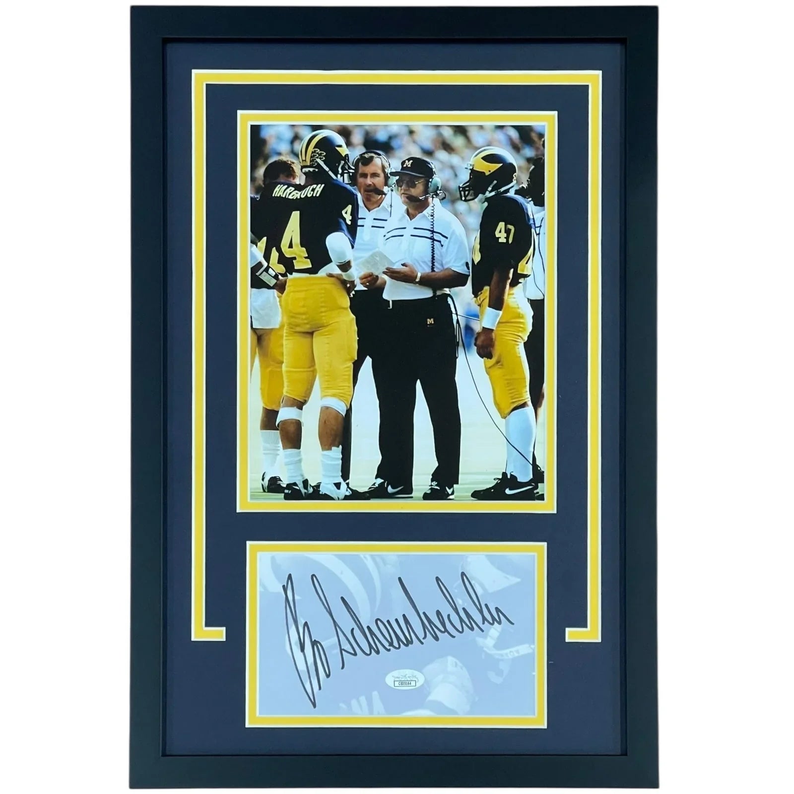 Bo Schembechler Autographed Michigan Wolverines Deluxe Framed Tribute Piece - JSA
