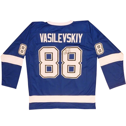 Andrei Vasilevskiy Autographed Tampa Bay Vasi (Blue #88) Custom Hockey Jersey - JSA Witness