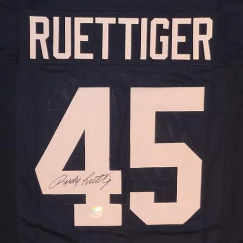 Rudy Ruettiger Autographed Notre Dame (Navy Blue #45) Custom Jersey - JSA