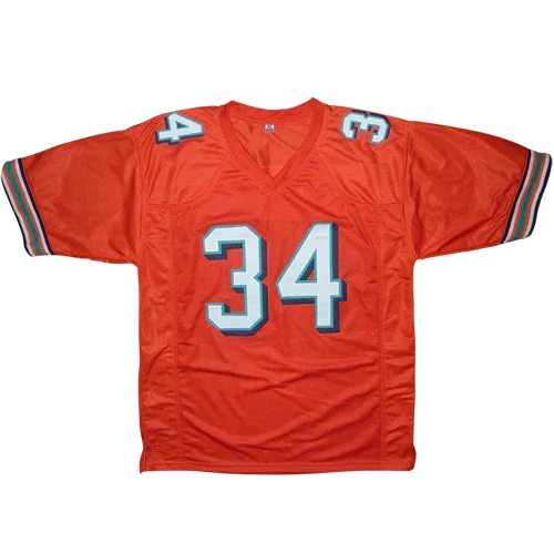 Ricky Williams Autographed Miami (Orange #34) Custom Jersey w/ Puff Puff Run - Radtke