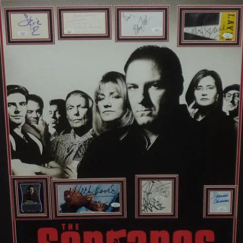 Sopranos Full-Size TV Poster Deluxe Framed with 8 Cast Autographs - JSA