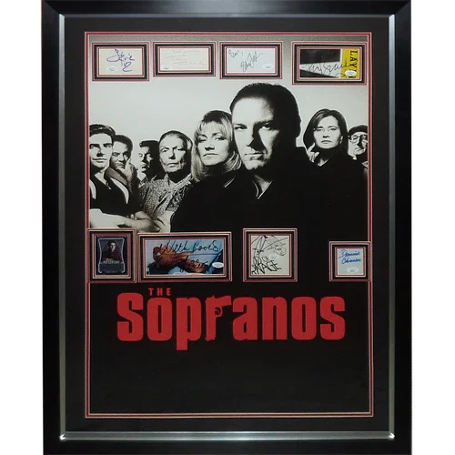 Sopranos Full-Size TV Poster Deluxe Framed with 8 Cast Autographs - JSA
