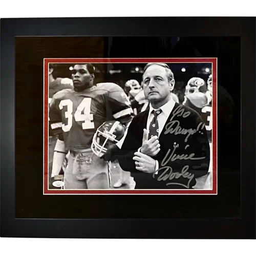 Vince Dooley Autographed Georgia Bulldogs (with Herschel Walker) Deluxe Framed 11x14 Photo - JSA
