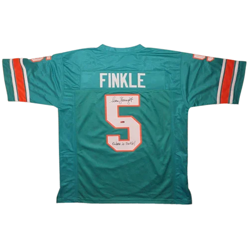 Sean Young Autographed Ray Finkle Miami Dolphins (Teal #5) Jersey w/ "Einhorn is Finkle" - Ace Ventura Movie