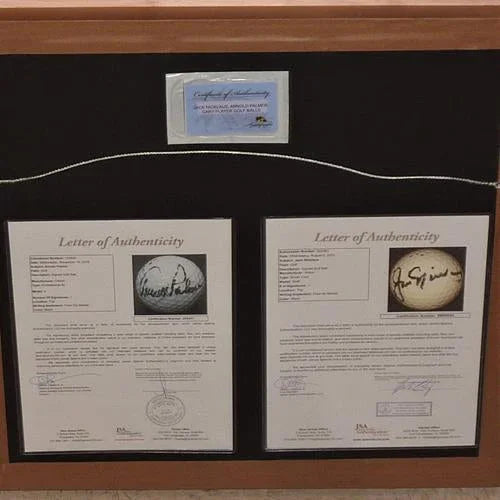 Jack Nicklaus, Arnold Palmer And Gary Player Autographed Golf Ball Shadowbox Deluxe Frame - JSA Full Letters