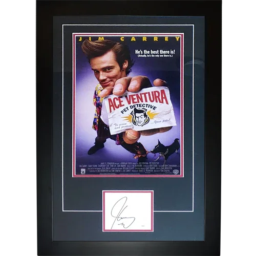 Ace Ventura 11x17 Movie Poster Deluxe Framed with Jim Carrey Autograph - JSA