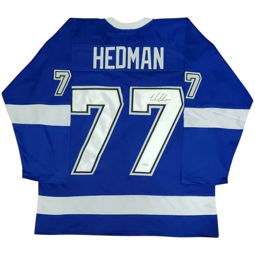 Victor Hedman Autographed Tampa Bay (Blue #77) Custom Jersey - JSA