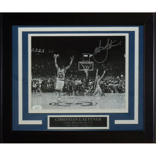 Christian Laettner Autographed Duke Blue Devils (The Shot Celebration BW) Deluxe Framed 8x10 Photo - JSA