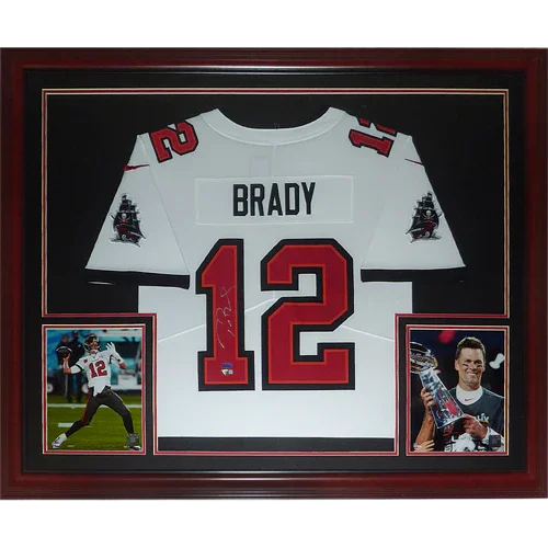Tom Brady Autographed Tampa Bay Buccaneers (White #12) Deluxe Framed Jersey - Fanatics