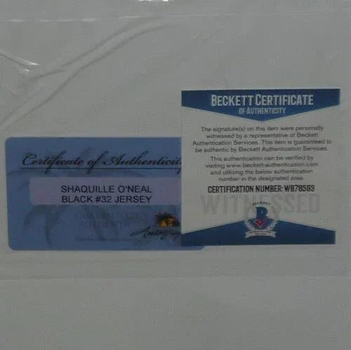 Shaquille O'Neal Autographed Orlando Magic (Black Pinstripe #32) Deluxe Framed Jersey - Beckett