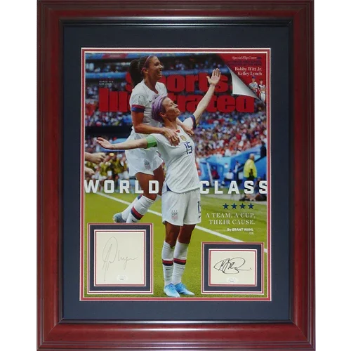 Alex Morgan And Megan Rapinoe Autographed US Womens Soccer World Cup Deluxe Framed Sports Illustrated 16x20 Cover with Autographs - JSA