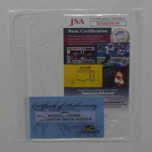 Gladiator Full-Size Movie Poster Deluxe Framed with Russell Crowe Autographed 8x10 Photo - JSA