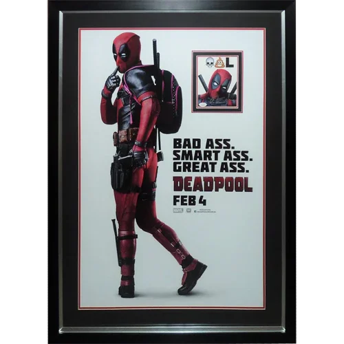 Deadpool Full-Size Movie Poster Deluxe Framed with Ryan Reynolds Autograph - JSA