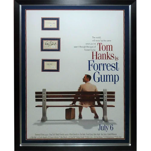 Forrest Gump Full-Size Movie Poster Deluxe Framed with 3 Cast Autographs - JSA