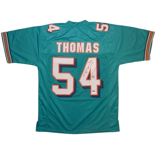 Zach Thomas Autographed Miami (Teal #54) Custom Jersey - JSA