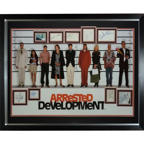 Arrested Development Full-Size TV Poster Deluxe Framed with all 9 Cast Autographs - JSA