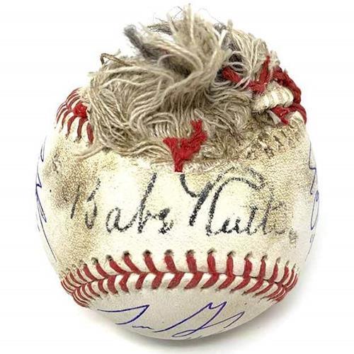 The Sandlot Cast Autographed Replica Babe Ruth Chewed Baseball - 6 Signatures - Beckett