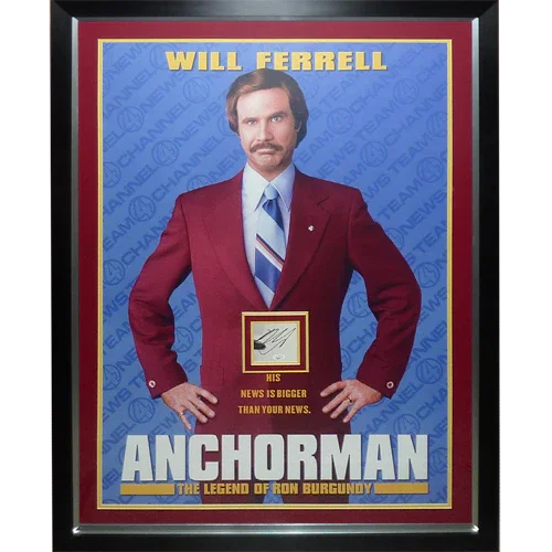 Anchorman Full-Size Movie Poster Deluxe Framed with Will Ferrell Autograph - JSA