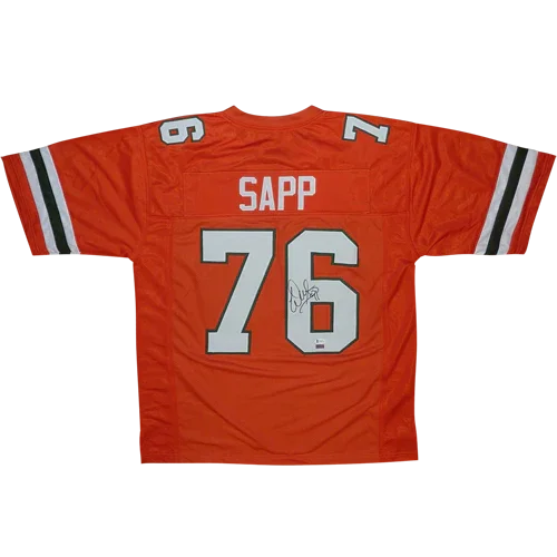 Warren Sapp Autographed Miami Hurricanes (Orange #76) Custom Jersey - Beckett