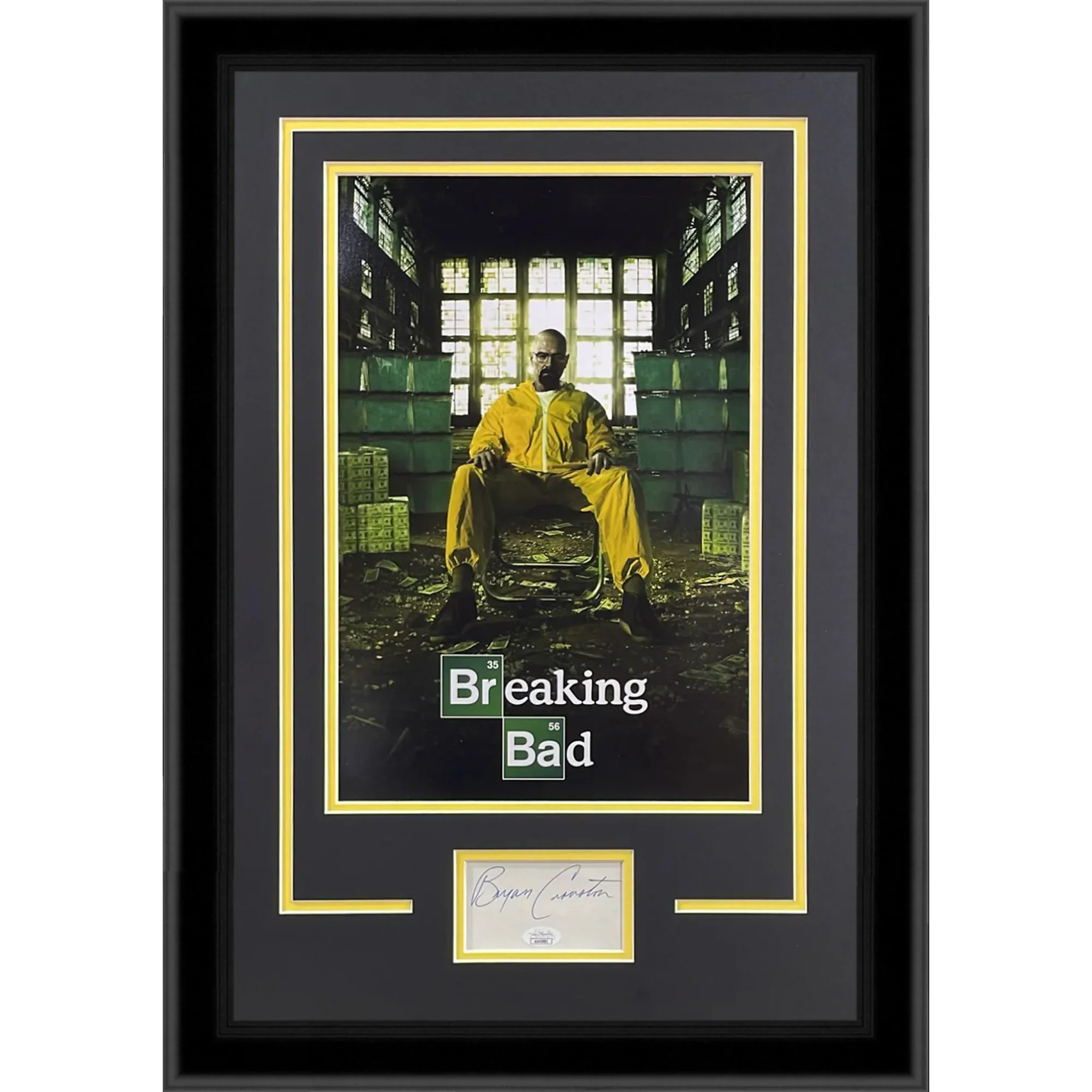 Breaking Bad 11x17 TV Poster Deluxe Framed with Bryan Cranston Autograph - JSA