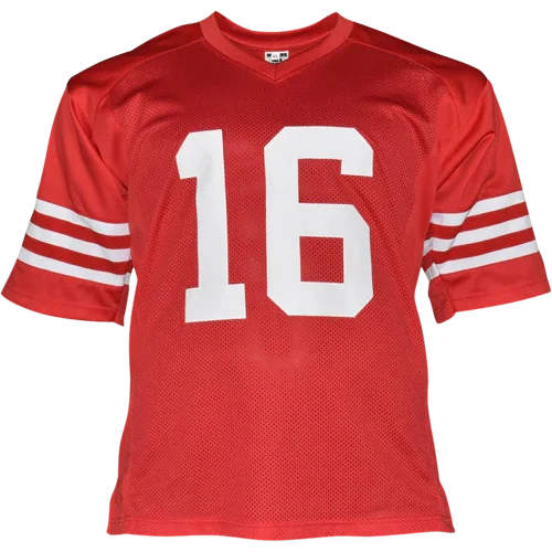 Joe Montana Autographed San Francisco (Red #16) Custom STAT Jersey - JSA