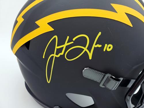 Justin Herbert Autographed Los Angeles Chargers (ECLIPSE Alternate) Deluxe Full-Size Replica Helmet - Beckett
