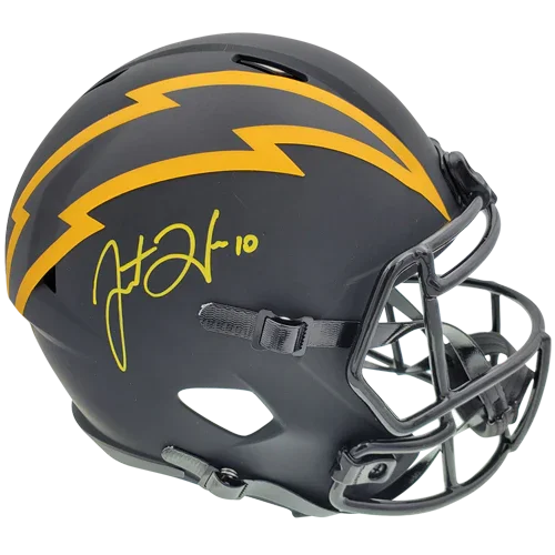 Justin Herbert Autographed Los Angeles Chargers (ECLIPSE Alternate) Deluxe Full-Size Replica Helmet - Beckett