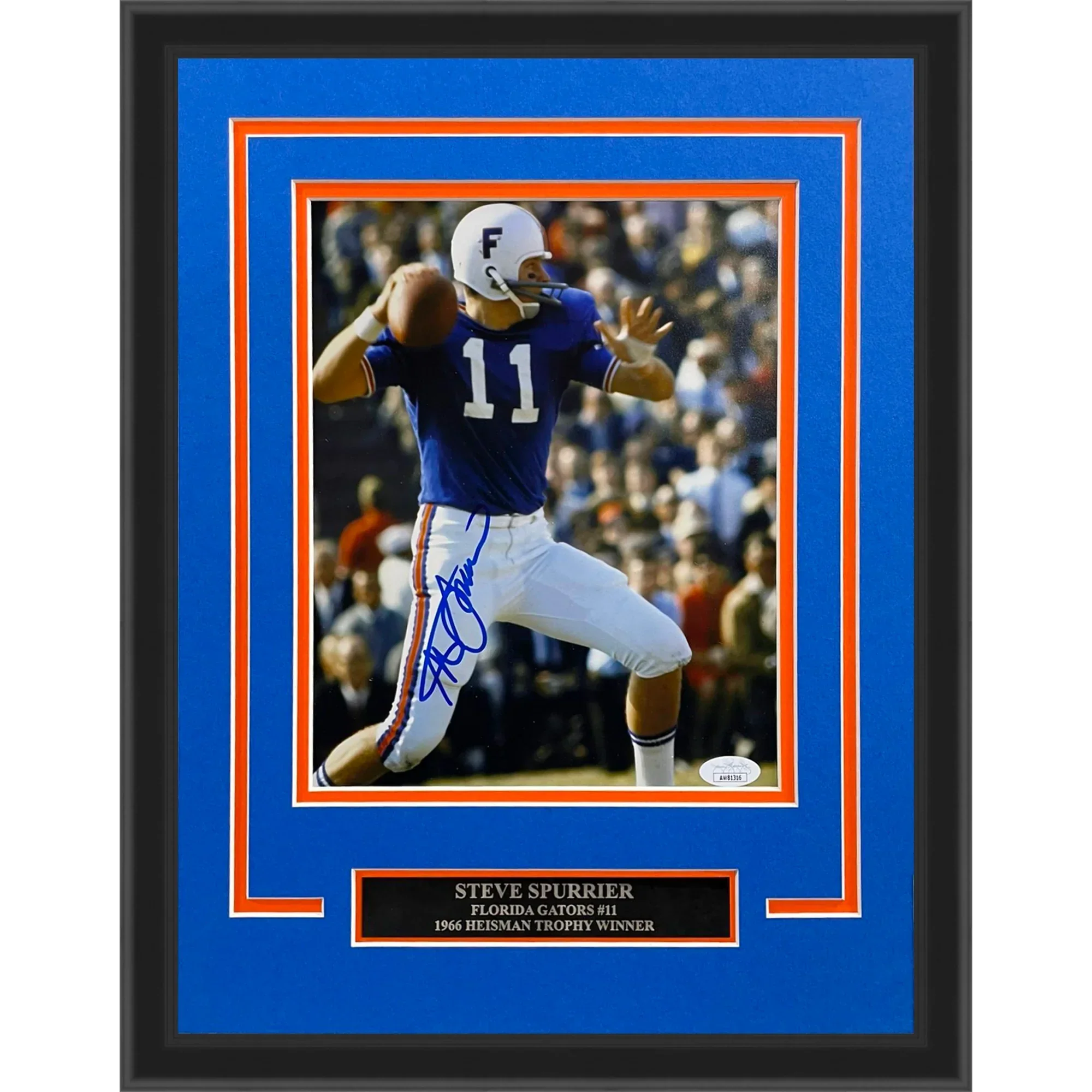 Steve Spurrier Autographed Florida Gators (Action) Deluxe Framed 8x10 Photo - JSA