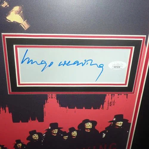 V for Vendetta Full-Size Movie Poster Deluxe Framed with Hugo Weaving and Natalie Portman Autographs - JSA