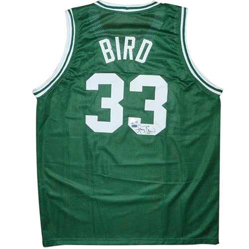 Larry Bird Autographed Boston (Green #33) Custom Jersey - Beckett Witness