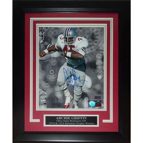 Archie Griffin Autographed Ohio State Buckeyes (Action) Deluxe Framed 8x10 Photo - JSA