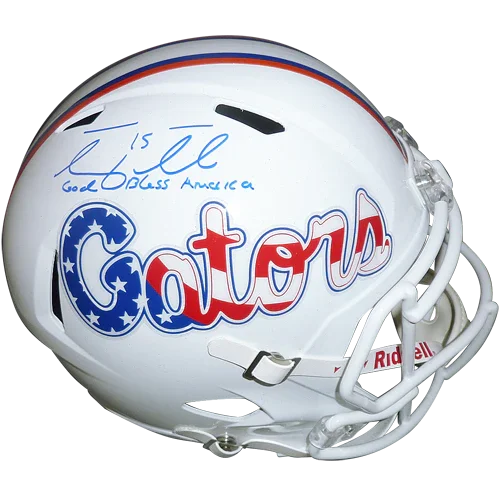 Tim Tebow Autographed Florida Gators (Stars and Stripes) Deluxe Full-Size Replica Helmet w/ God Bless America - Tebow Holo