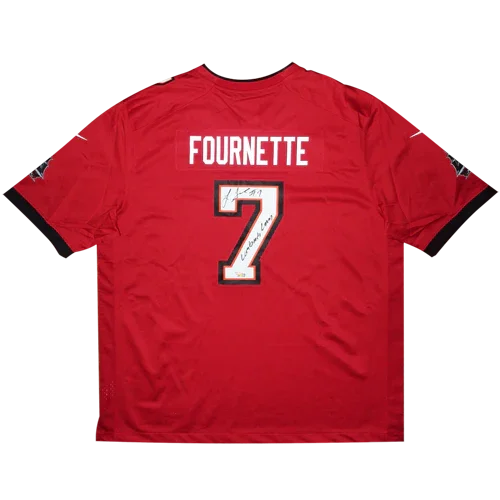 Leonard Fournette Autographed Tampa Bay Buccaneers (Red #7) Nike Jersey w/ Lombardi Lenny - Fanatics