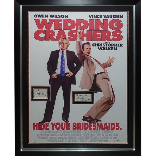 Wedding Crashers Full-Size Movie Poster Deluxe Framed with Owen Wilson And Vince Vaughn Autographs - JSA
