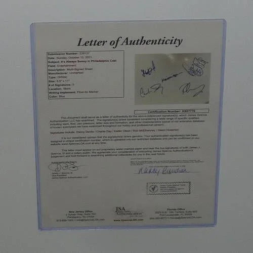 It's Always Sunny in Philadelphia Full-Size TV Poster (Marquee) Deluxe Framed with all 5 Cast Autographs - JSA