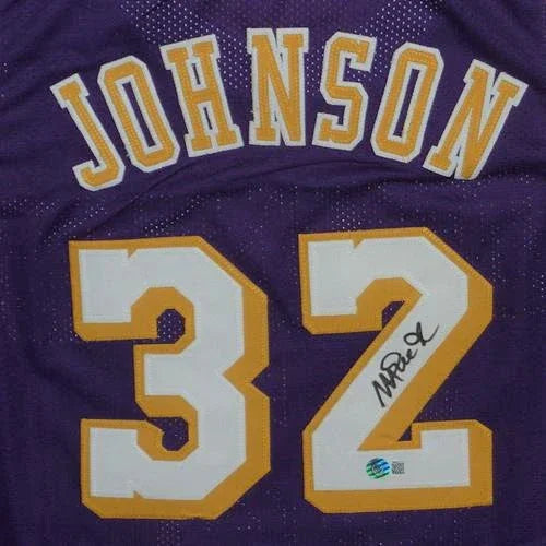 Magic Johnson Autographed Los Angeles (Purple #32) Custom Jersey - Beckett