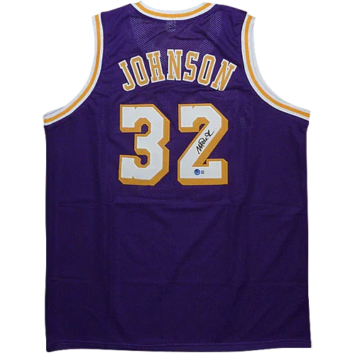Magic Johnson Autographed Los Angeles (Purple #32) Custom Jersey - Beckett