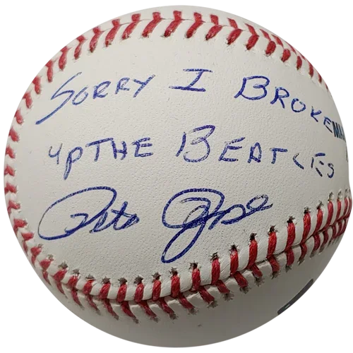 Pete Rose Autographed MLB Baseball w/ I'm Sorry I Broke up the Beatles - Rose Holo, JSA